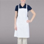 Chef Revival White Poly-Cotton Economy Customizable Bib Apron with 1 Pocket - 34