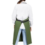 Uncommon Chef 3116 Sea Green Customizable 100% Cotton Canvas Aura Bib Apron with Black Webbing and 3 Pockets - 34