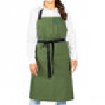 Uncommon Chef 3116 Sea Green Customizable 100% Cotton Canvas Aura Bib Apron with Black Webbing and 3 Pockets - 34