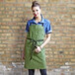 Uncommon Chef 3116 Sea Green Customizable 100% Cotton Canvas Aura Bib Apron with Black Webbing and 3 Pockets - 34