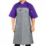 Uncommon Chef 3116 Sea Green Customizable 100% Cotton Canvas Aura Bib Apron with Black Webbing and 3 Pockets - 34