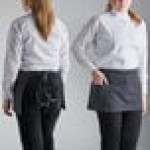 Choice Black and White Pinstripe Poly-Cotton Adjustable Tuxedo Apron with 2 Pockets - 32