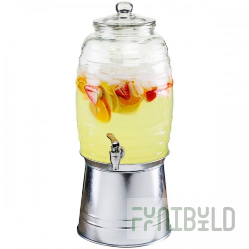 Stylesetter Oak Grove 2.5 Gallon Glass Beverage Dispenser with Galvanized Metal Base by Jay Companies