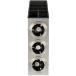 Servend 2741001 CD3A-C Stainless Steel 3-Slot Vertical 12 - 46 oz. Countertop Cup Dispenser Cabinet with Top Condiment Organizer
