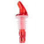 TableCraft 148A 1 oz. Red Spout / Red Tail Measured Liquor Pourer without Collar - 12/Pack
