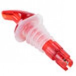 TableCraft 148A 1 oz. Red Spout / Red Tail Measured Liquor Pourer without Collar - 12/Pack