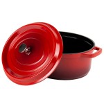 GET Heiss 6.5 Qt. Red Enamel Coated Cast Aluminum Oval Dutch Oven with Lid CA-007-R/BK/CC