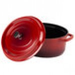 GET Heiss 6.5 Qt. Red Enamel Coated Cast Aluminum Oval Dutch Oven with Lid CA-007-R/BK/CC
