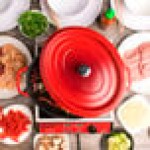 GET Heiss 6.5 Qt. Red Enamel Coated Cast Aluminum Oval Dutch Oven with Lid CA-007-R/BK/CC
