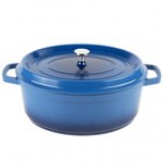 GET Heiss 6.5 Qt. Red Enamel Coated Cast Aluminum Oval Dutch Oven with Lid CA-007-R/BK/CC