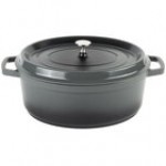 GET Heiss 6.5 Qt. Red Enamel Coated Cast Aluminum Oval Dutch Oven with Lid CA-007-R/BK/CC