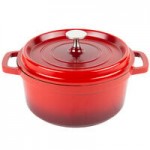 GET Heiss 6.5 Qt. Red Enamel Coated Cast Aluminum Oval Dutch Oven with Lid CA-007-R/BK/CC