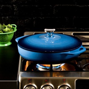 Lodge EC3CC33 3.6 Qt. Caribbean Blue Enameled Cast Iron Casserole Dish with Cover Lodge EC3CC33 3.6 Qt. Caribbean Blue Enameled Cast Iron Casserole Dish with Cover