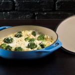 Lodge EC3CC33 3.6 Qt. Caribbean Blue Enameled Cast Iron Casserole Dish with Cover