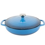 Lodge EC3CC33 3.6 Qt. Caribbean Blue Enameled Cast Iron Casserole Dish with Cover