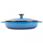 Lodge EC3CC33 3.6 Qt. Caribbean Blue Enameled Cast Iron Casserole Dish with Cover