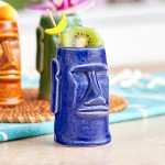 Acopa 2.5 oz. Blue Ceramic Tiki Mug / Shot Glass - 12/Case