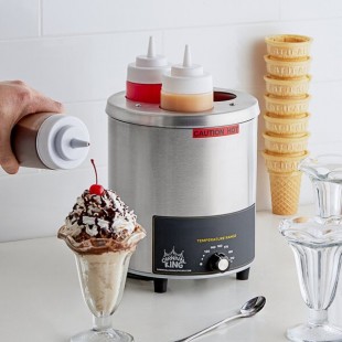 Carnival King Triple 16-24 oz. Sauce / Topping Bottle Warmer with 6 Squeeze Bottles - 550W, 120V