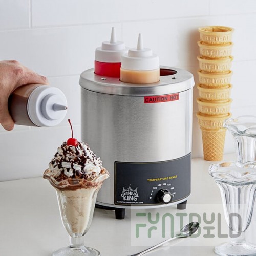Carnival King Triple 16-24 oz. Sauce / Topping Bottle Warmer with 6 Squeeze Bottles - 550W, 120V