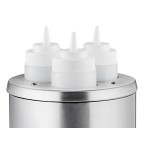 Carnival King Triple 16-24 oz. Sauce / Topping Bottle Warmer with 6 Squeeze Bottles - 550W, 120V Carnival King Triple 16-24 oz. Sauce / Topping Bottle Warmer with 6 Squeeze Bottles - 550W, 120V