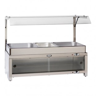 Cadco CMLB-CSG Countertop Warming Cabinet with Buffet Server Top and Sneeze Guard - 120V Cadco CMLB-CSG Countertop Warming Cabinet with Buffet Server Top and Sneeze Guard - 120V
