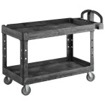 Rubbermaid® FG454600BLA BRUTE Black Large Lipped Two Lipped Shelf Utility Cart with Ergonomic Handle