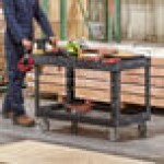 Rubbermaid® FG454600BLA BRUTE Black Large Lipped Two Lipped Shelf Utility Cart with Ergonomic Handle