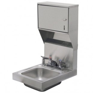 Advance Tabco 7-PS-83 Space Saving Hand Sink with Deck Mount Faucet, Soap, and Paper Towel Dispenser - 12