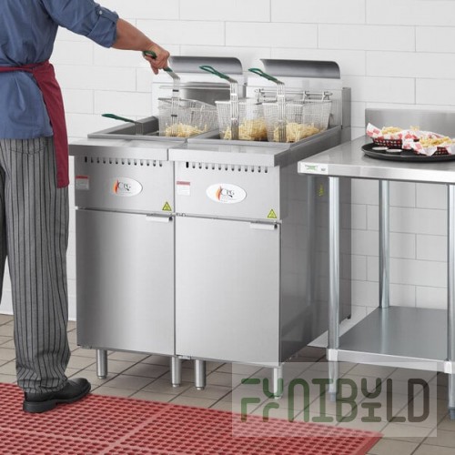 Cooking Performance Group FFOP40 Liquid Propane 40 lb. Stainless Steel Open Pot Floor Fryer - 90,000 BTU