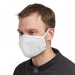 Mercer Culinary M69010BK Black Reusable Non-Woven Polypropylene Anatomical Protective Face Mask - 8 1/2