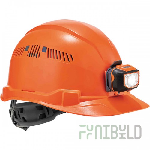 Ergodyne Skullerz 8972 Orange Class C Cap Style Hard Hat with LED Light and 4-Point Ratchet Suspension