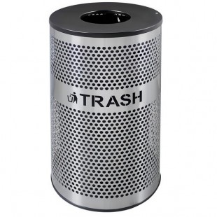 Ex-Cell Kaiser VCT-33 PERF SS Venue Collection 33 Gallon Perforated Stainless Steel Round Trash Can