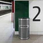 Ex-Cell Kaiser VCT-33 PERF SS Venue Collection 33 Gallon Perforated Stainless Steel Round Trash Can