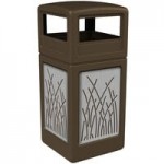 Commercial Zone 733016299 42 Gallon Brown Square Trash Can with Stainless Steel Reed Panels and Ashtray Lid Commercial Zone 733016299 42 Gallon Brown Square Trash Can with Stainless Steel Reed Panels and Ashtray Lid