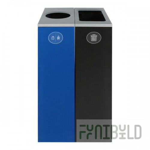 Busch Systems Spectrum 101184 20 Gallon Slim Color-Coded Powder-Coated Steel Two Stream Decorative Cans & Bottles / Waste Receptacle