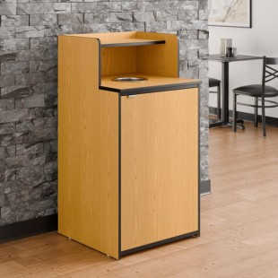 Lancaster Table & Seating Waste 32 Gallon Natural Waste Receptacle Enclosure with Drop Hole and Tray Shelf Lancaster Table & Seating Waste 32 Gallon Natural Waste Receptacle Enclosure with Drop Hole and Tray Shelf