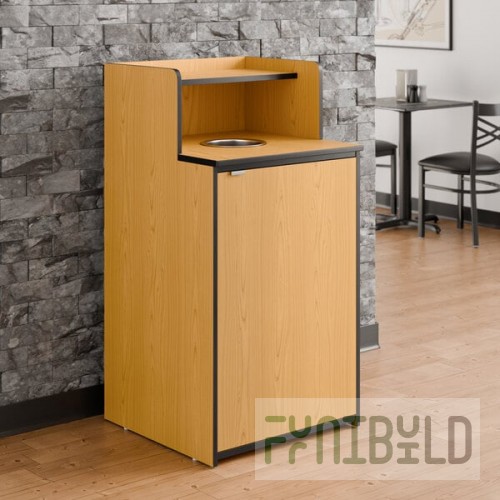 Lancaster Table & Seating Waste 32 Gallon Natural Waste Receptacle Enclosure with Drop Hole and Tray Shelf