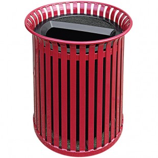 Wausau Tile MF3225 39 Gallon Flat Steel Round Outdoor Trash Can with Aluminum Ash-N-Trash Lid