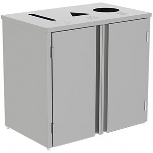 Lakeside 3315 Stainless Steel Rectangular Refuse / Recycle / Paper Station with Top Access - 37 1/2