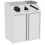 Lakeside 3315 Stainless Steel Rectangular Refuse / Recycle / Paper Station with Top Access - 37 1/2