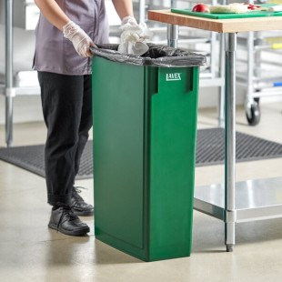 Lavex 23 Gallon Dark Green Slim Rectangular Trash Can