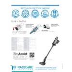 NaceCare Solutions NQ 100 Quick 915618 Cordless Stick Vacuum with HEPA Filtration, 2 Lithium-Ion Batteries, Charger, 6 Pods, and Crevice Tool