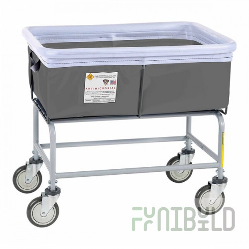R&B Wire Products, Inc. 3 Bushel Gray Elevated Antimicrobial Vinyl Basket Truck with Bumper 463SOB/ANTI/GRY