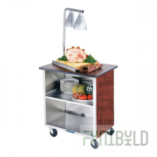 Lakeside 646RM Heavy-Duty Stainless Steel Three Shelf Flat Top Utility Cart with Enclosed Base and Red Maple Finish - 22