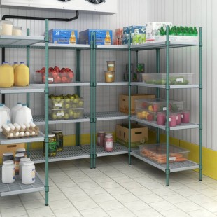 Regency NSF Green Epoxy 7' x 5' Walk-In 4-Tier Shelving Unit Kit with Drop Mat Shelf Liner