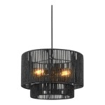 Globe Japandi Matte Black Paper Twine Chandelier - 120V, 60W Globe Japandi Matte Black Paper Twine Chandelier - 120V, 60W