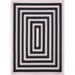 Abani Parker Collection 4' x 6' Cream / Black Modern Rectangle Striped Area Rug Abani Parker Collection 4' x 6' Cream / Black Modern Rectangle Striped Area Rug