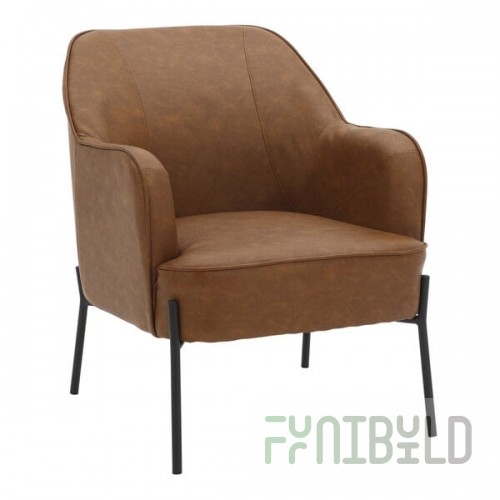 LumiSource Daniella Camel Faux Leather Accent Arm Chair with Black Metal Frame