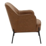 LumiSource Daniella Camel Faux Leather Accent Arm Chair with Black Metal Frame LumiSource Daniella Camel Faux Leather Accent Arm Chair with Black Metal Frame