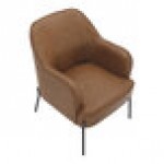 LumiSource Daniella Camel Faux Leather Accent Arm Chair with Black Metal Frame LumiSource Daniella Camel Faux Leather Accent Arm Chair with Black Metal Frame
